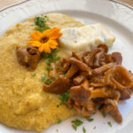 Piatto con polenta e finferli